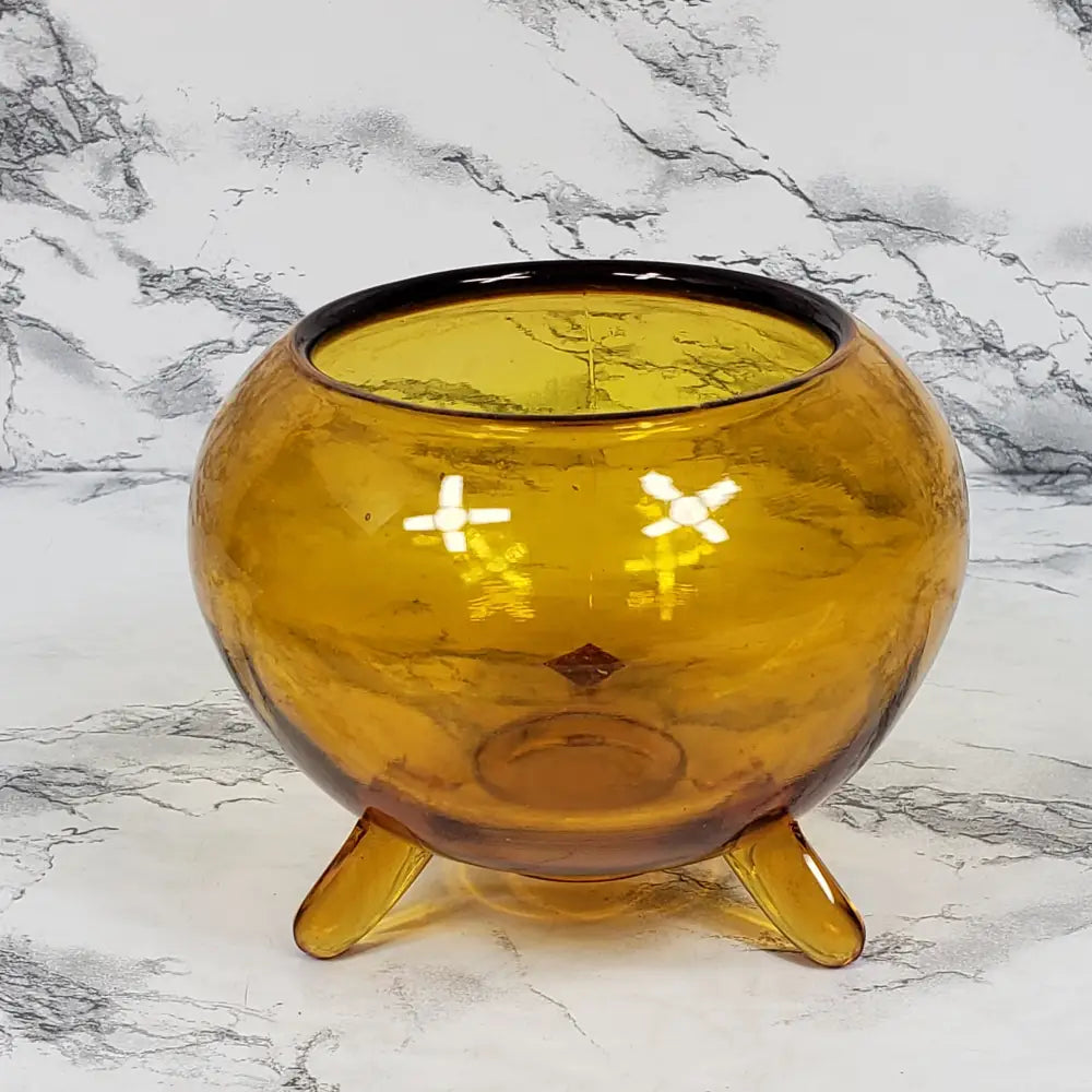 L.e. Smith Amber Glass Florette Flower Frog Holder Vintage Collectibles