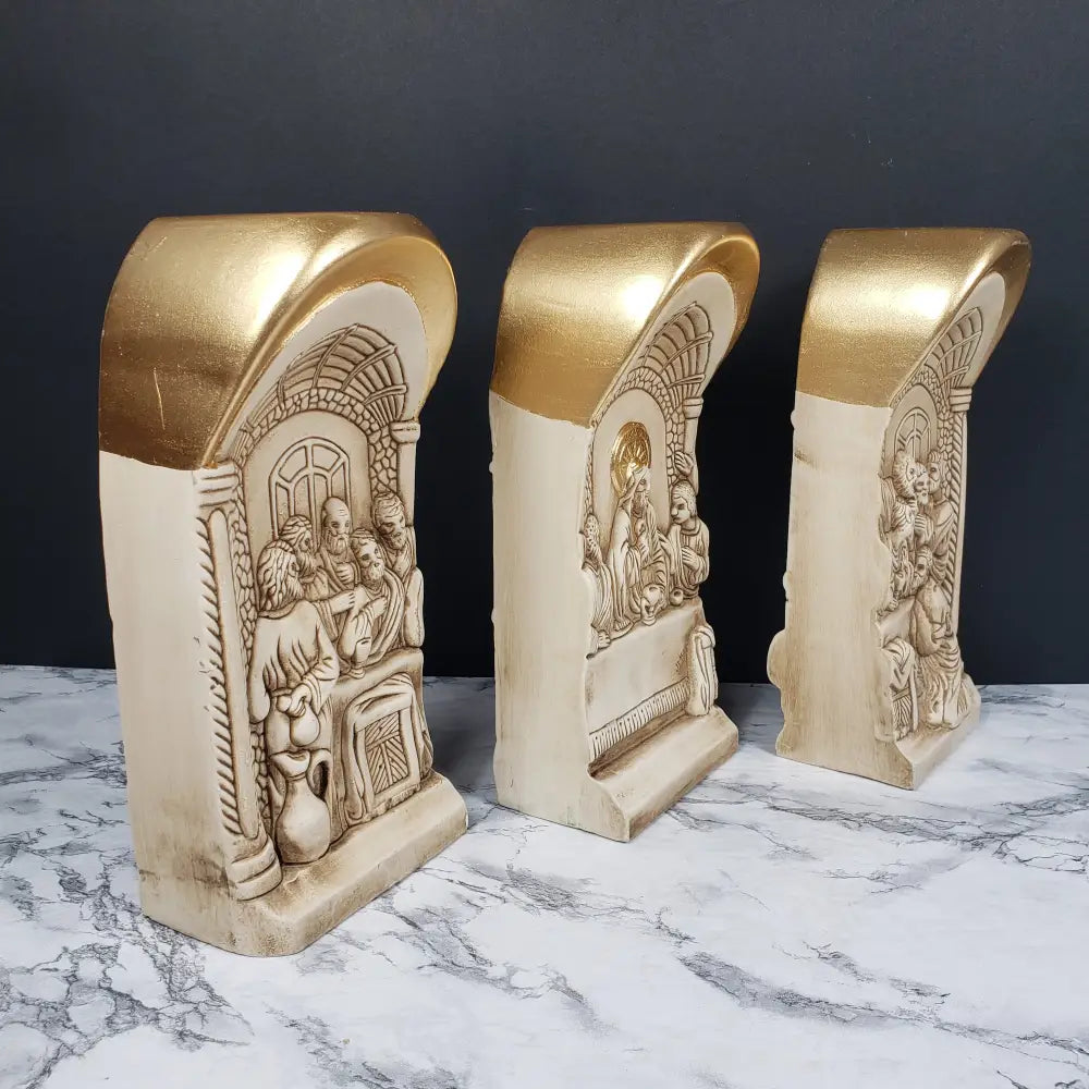 Last Supper Angels Two Sided Candle Holders Vintage