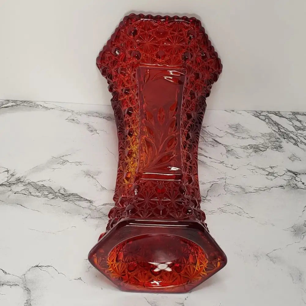 LE Smith Amberina Daisy & Button Vase Vintage - Decor