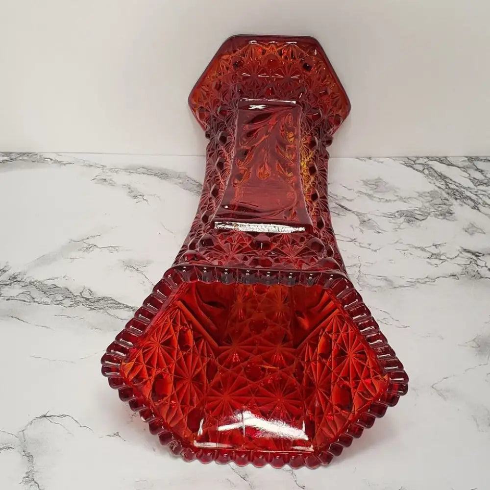 LE Smith Amberina Daisy & Button Vase Vintage - Decor