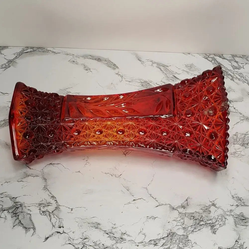 LE Smith Amberina Daisy & Button Vase Vintage - Decor