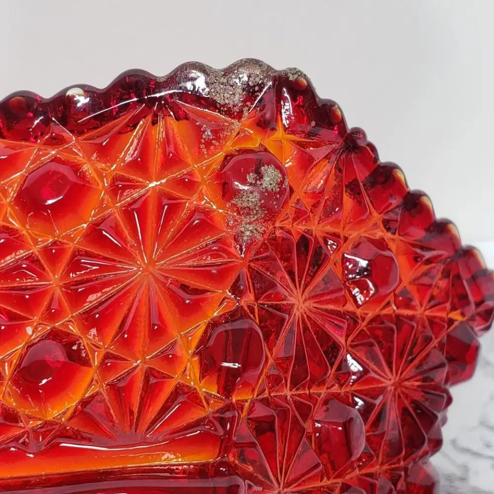 LE Smith Amberina Daisy & Button Vase Vintage - Decor