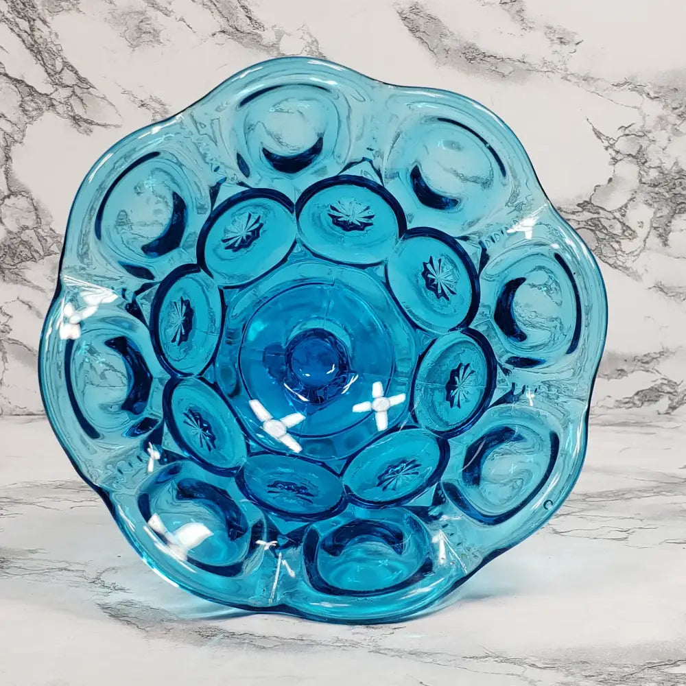 Le Smith Moon Stars Pedestal Compote Colonial Blue Vintage Home & Garden