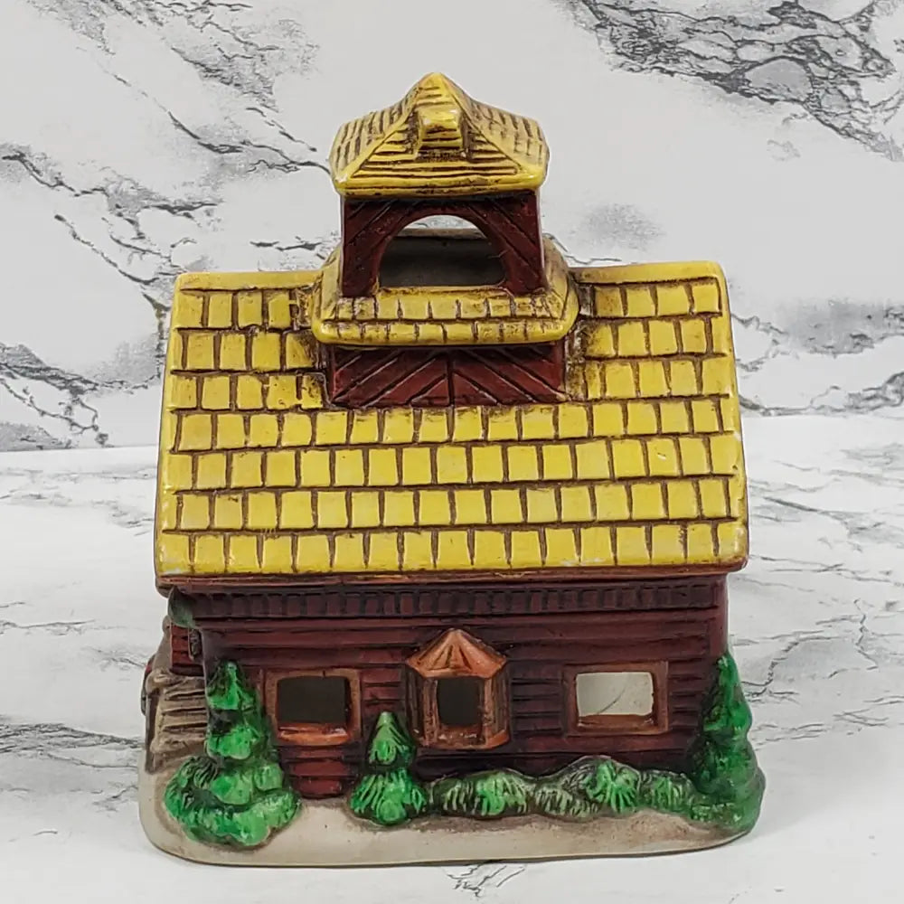 Lefton China Christmas Schoolhouse Tea Light Holder Vintage Decor