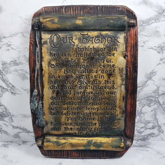 Lords Prayer Chalkware Wall Hanging Vintage Decor