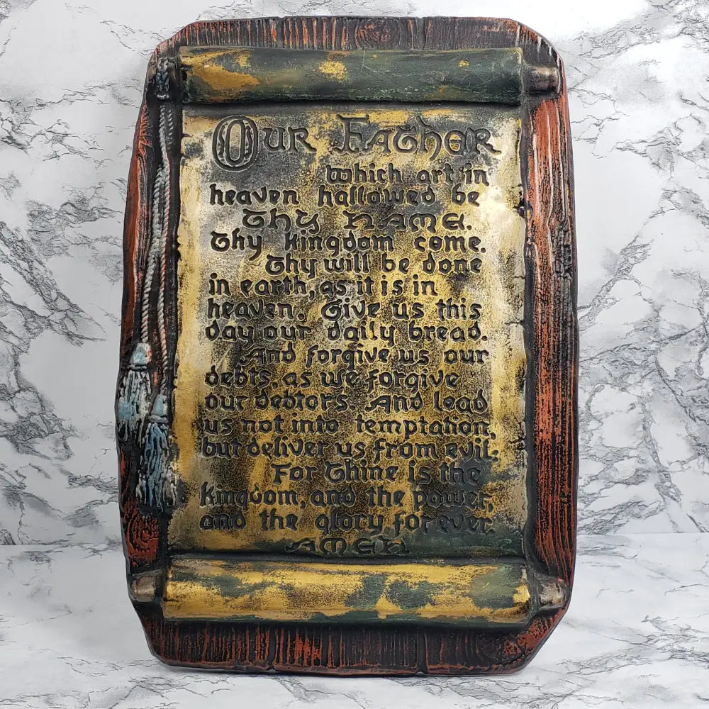 Lords Prayer Chalkware Wall Hanging Vintage Decor