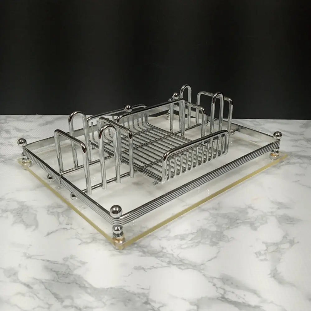 Lucite & Chrome Table Organizer ( Vintage ) Decor