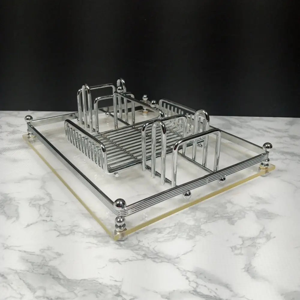 Lucite & Chrome Table Organizer ( Vintage ) Decor