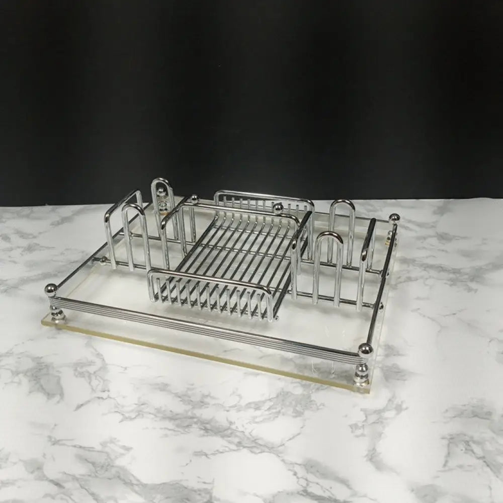 Lucite & Chrome Table Organizer ( Vintage ) Decor