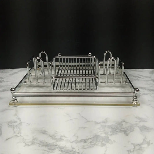 Lucite & Chrome Table Organizer ( Vintage ) Decor