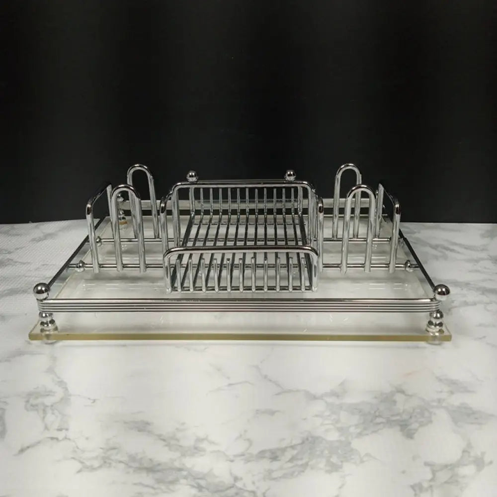 Lucite & Chrome Table Organizer ( Vintage ) Decor