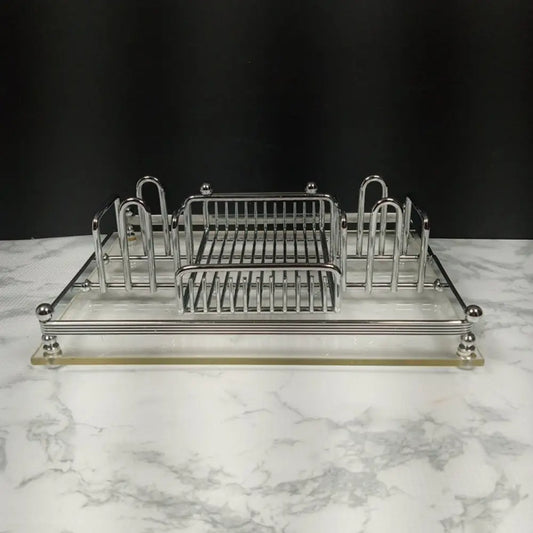Lucite & Chrome Table Organizer ( Vintage ) Decor