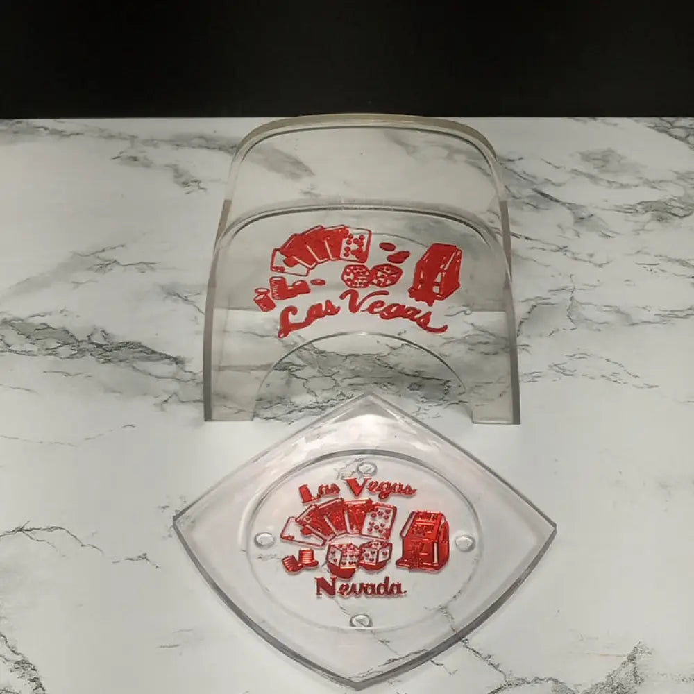 Lucite Las Vegas Coaster Set ( Vintage ) Decor
