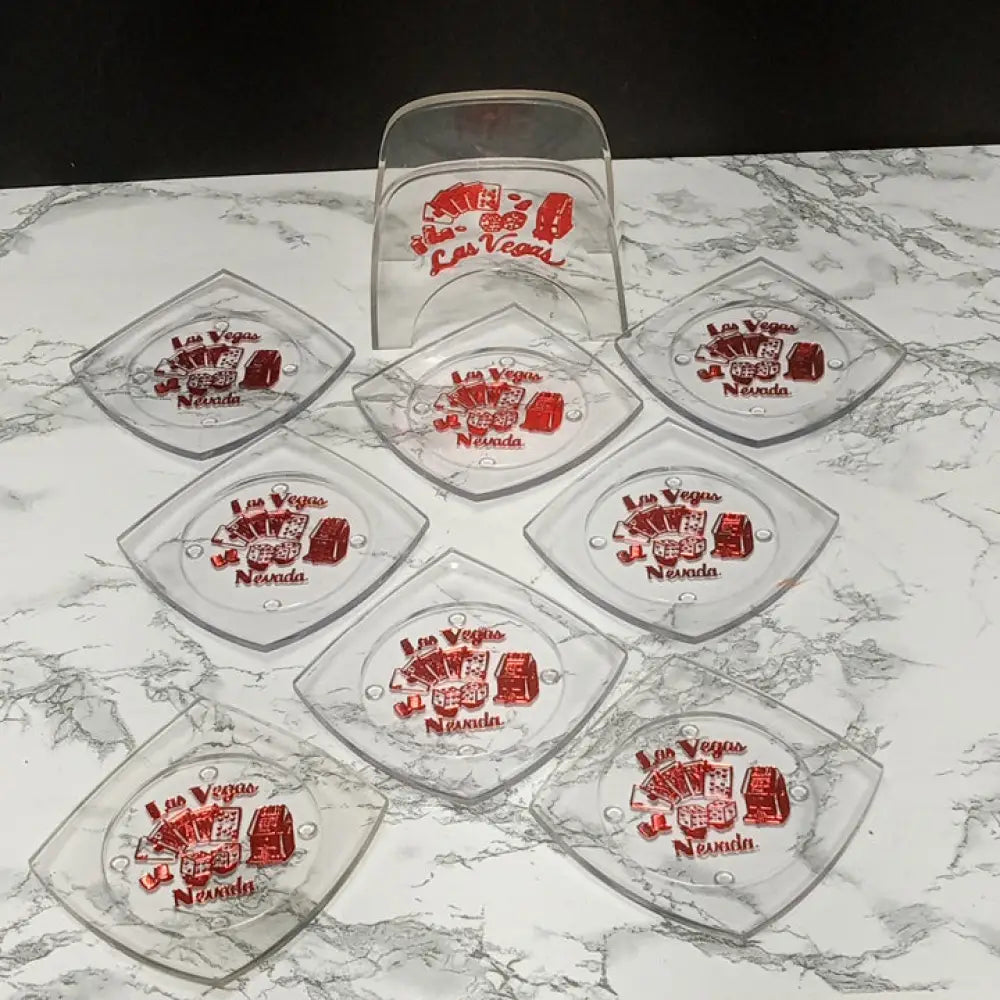 Lucite Las Vegas Coaster Set ( Vintage ) Decor