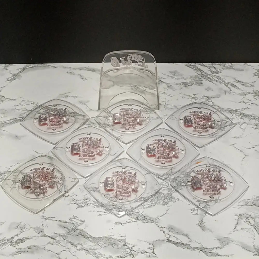 Lucite Las Vegas Coaster Set ( Vintage ) Decor