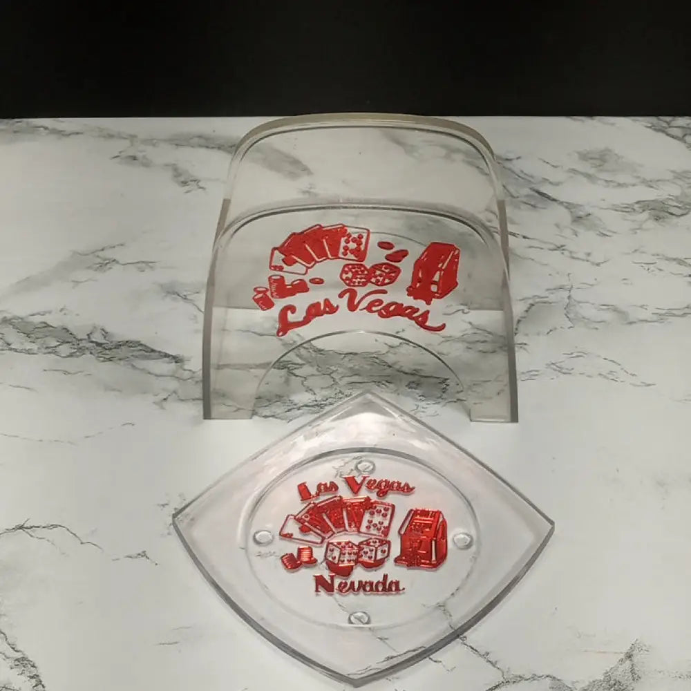 Lucite Las Vegas Coaster Set ( Vintage ) Decor