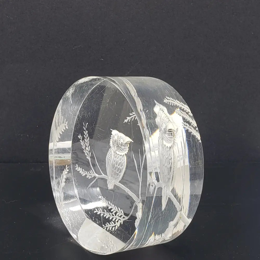 Lucite Owl Paperweight Vintage Decor