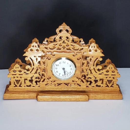 Fretwork Wood Handmade Mantle Clock (Vintage) Decor