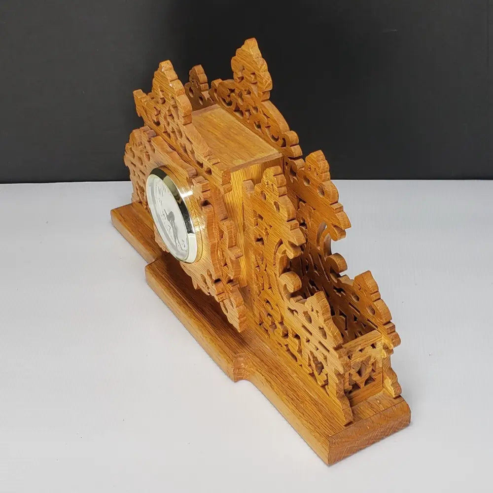 Fretwork Wood Handmade Mantle Clock (Vintage) Decor