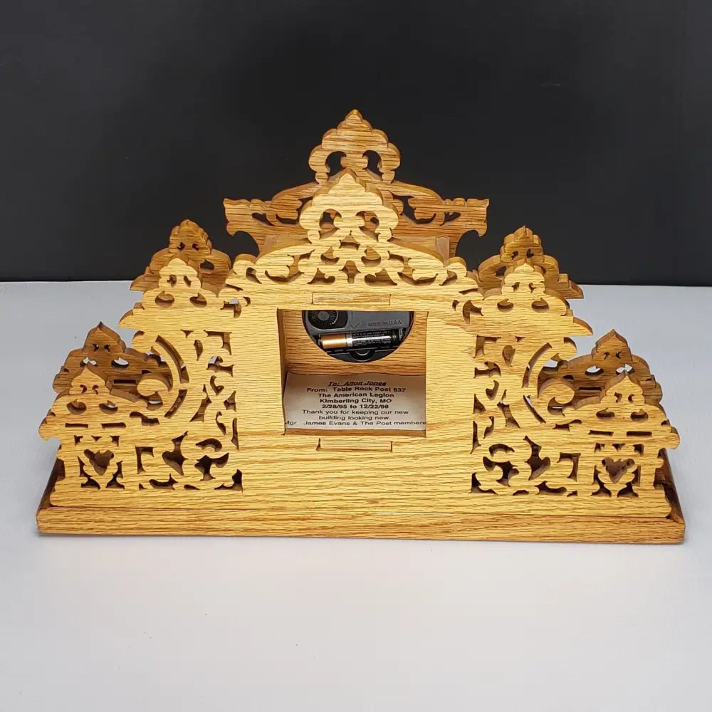 Fretwork Wood Handmade Mantle Clock (Vintage) Decor