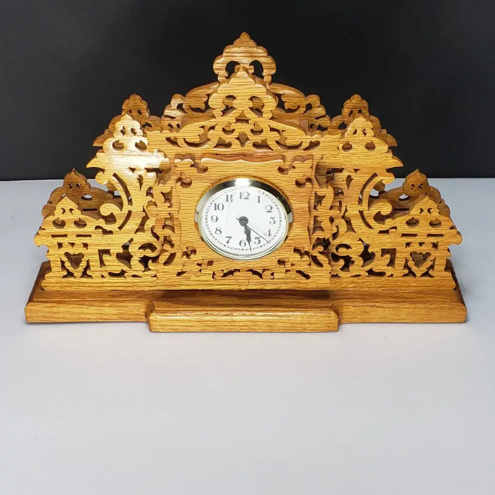 Fretwork Wood Handmade Mantle Clock (Vintage) Decor