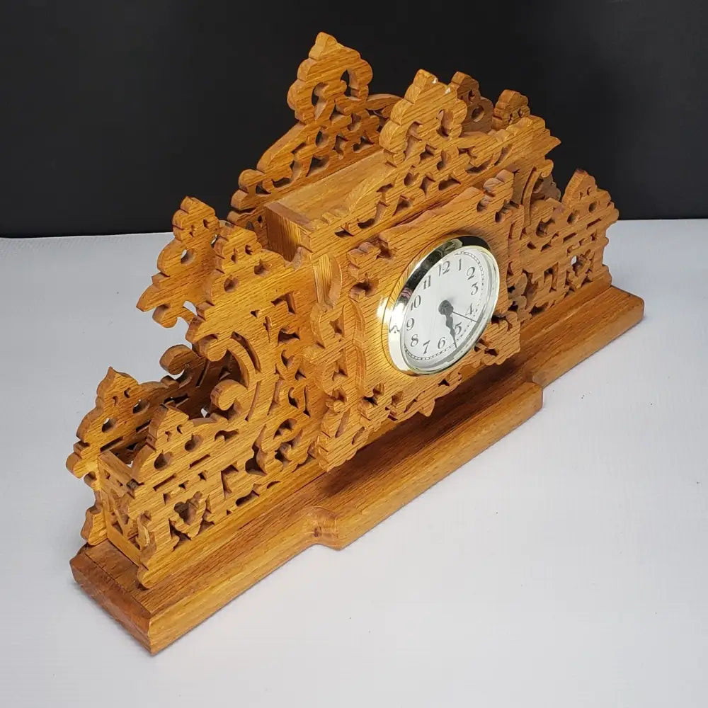Fretwork Wood Handmade Mantle Clock (Vintage) Decor