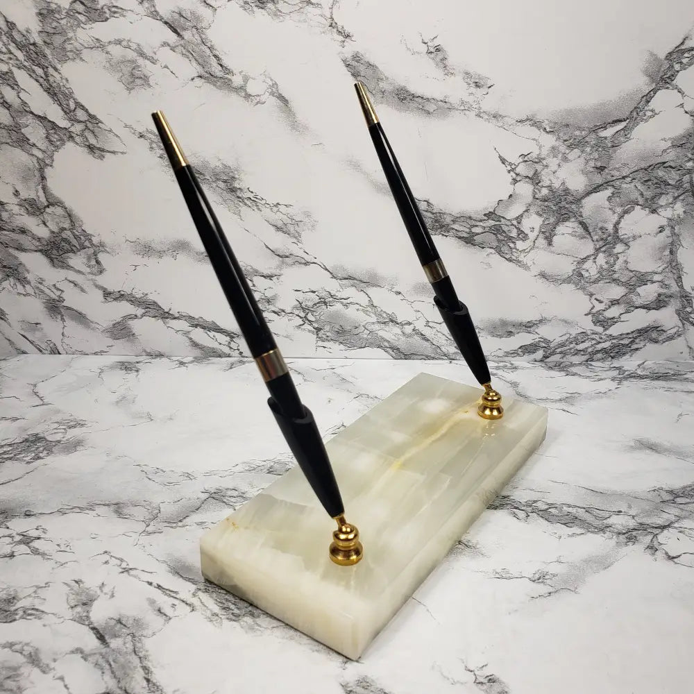 Marble Desk Pen Holder Set Vintage Decor