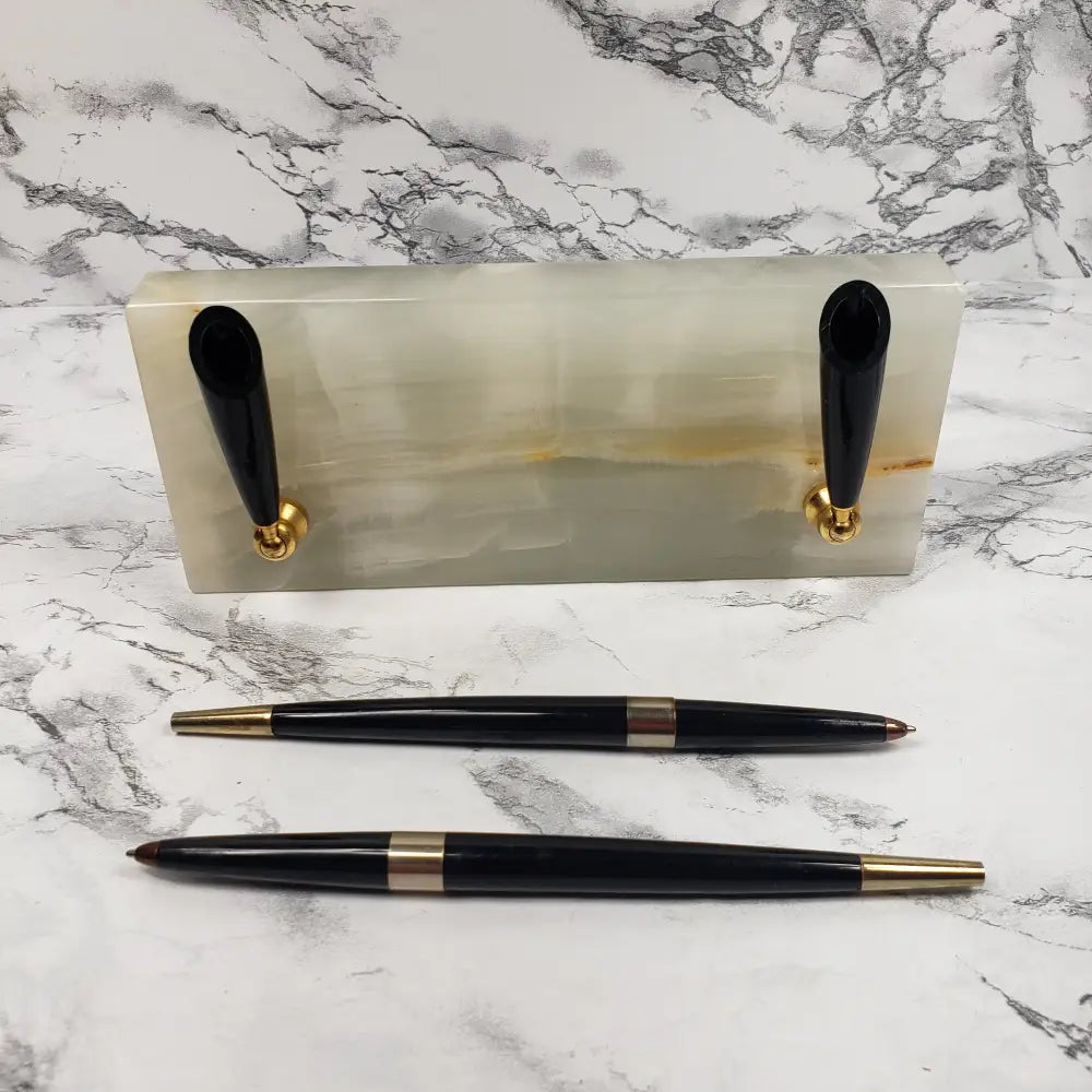 Marble Desk Pen Holder Set Vintage Decor