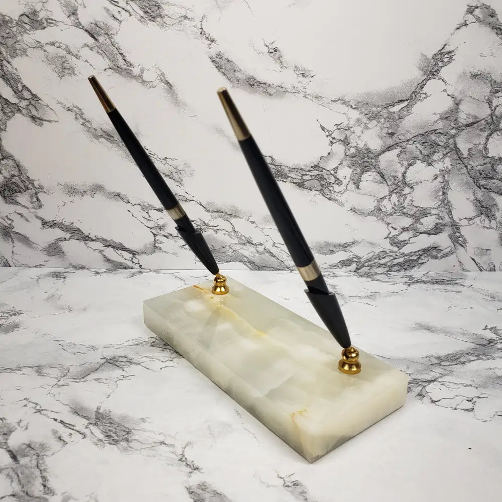 Marble Desk Pen Holder Set Vintage Decor