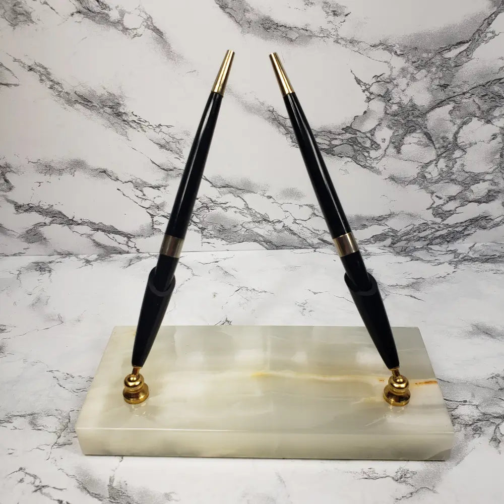 Marble Desk Pen Holder Set Vintage Decor