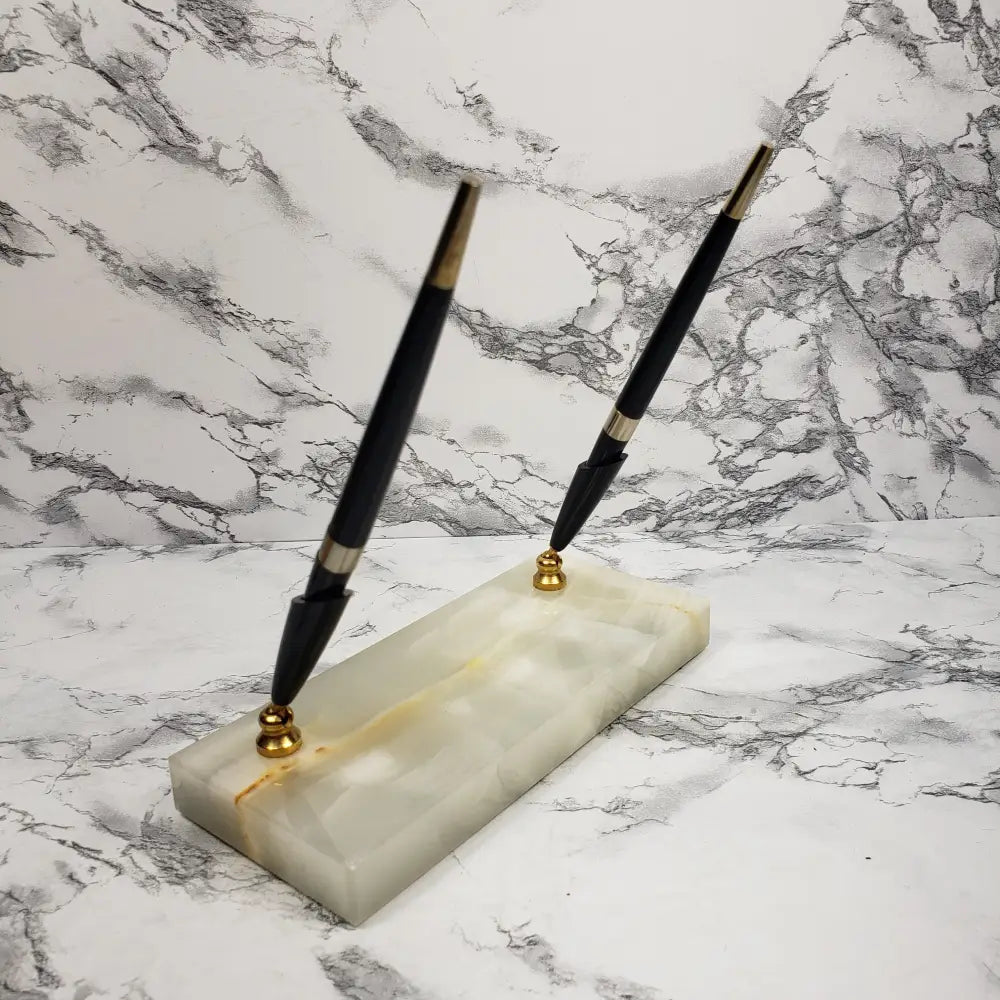 Marble Desk Pen Holder Set Vintage Decor