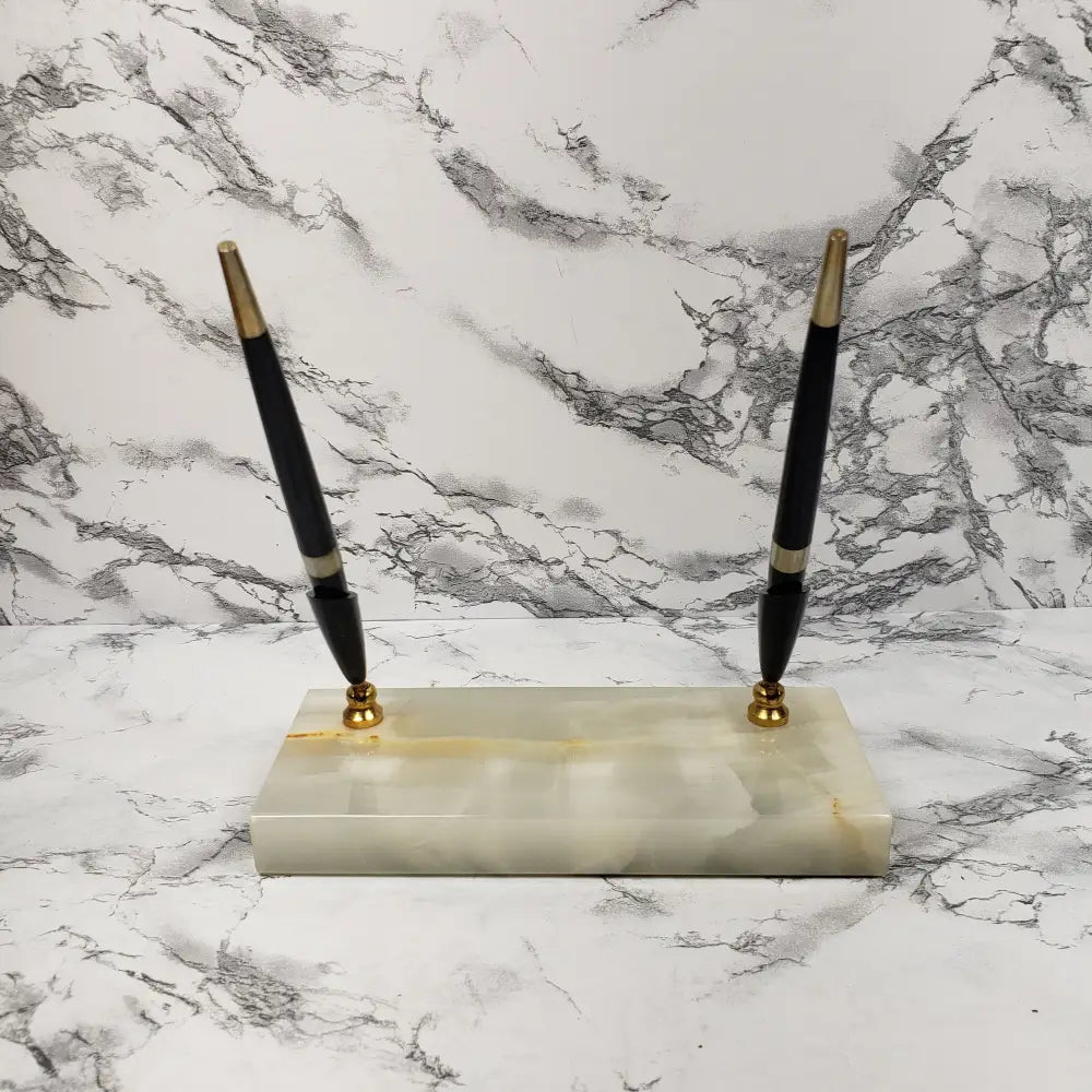 Marble Desk Pen Holder Set Vintage Decor