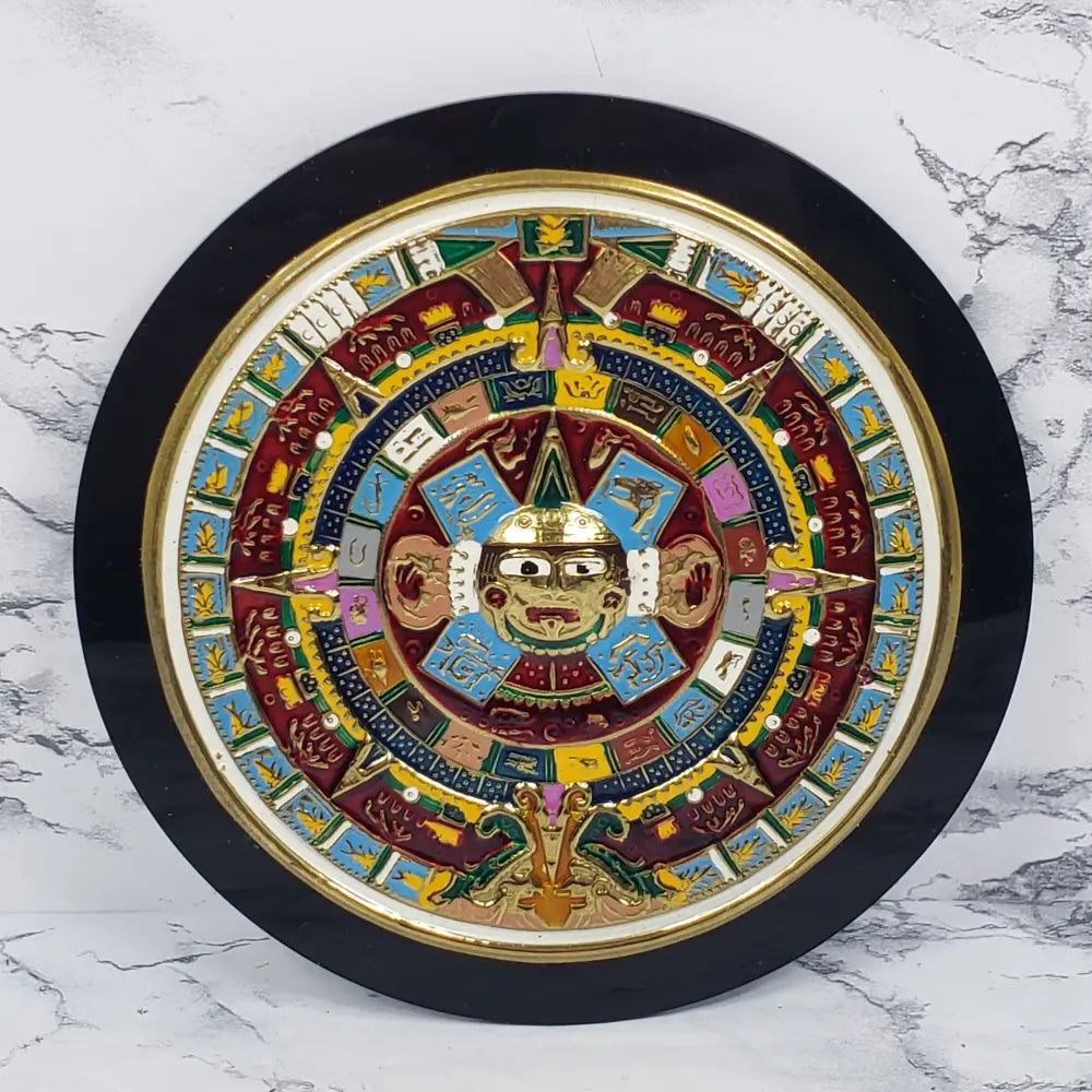 Mayan Calendar Small Enameled Metal Vintage Collectibles