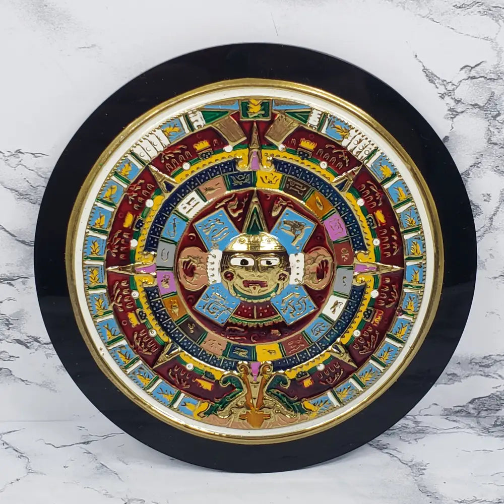 Mayan Calendar Small Enameled Metal Vintage Collectibles