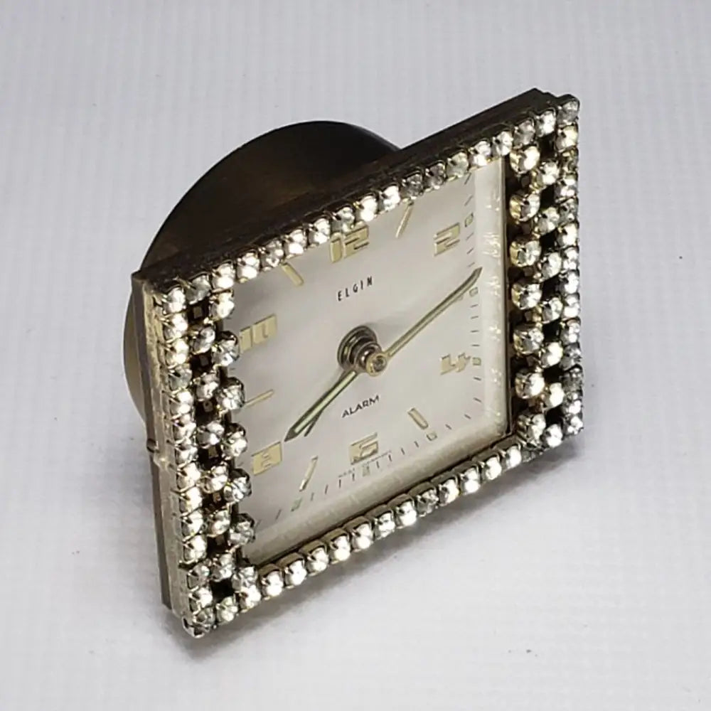 Mcm Elgin Rhinestone Alarm Clock Hollywood Regency Style Decor