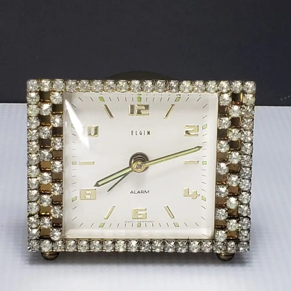 Mcm Elgin Rhinestone Alarm Clock Hollywood Regency Style Decor