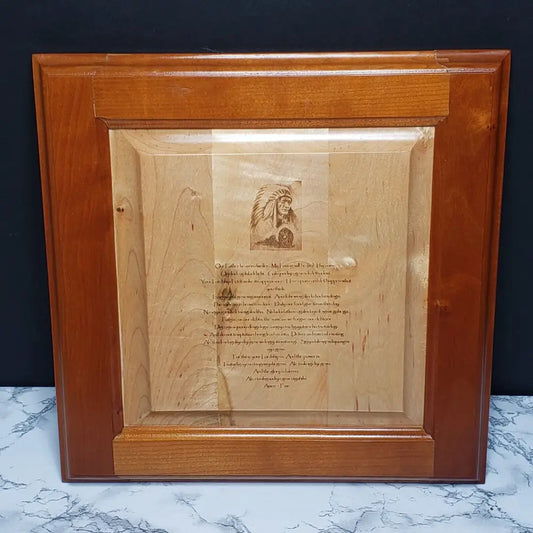 Native American Prayer Solid Wood Laser Engraved Translated Decor