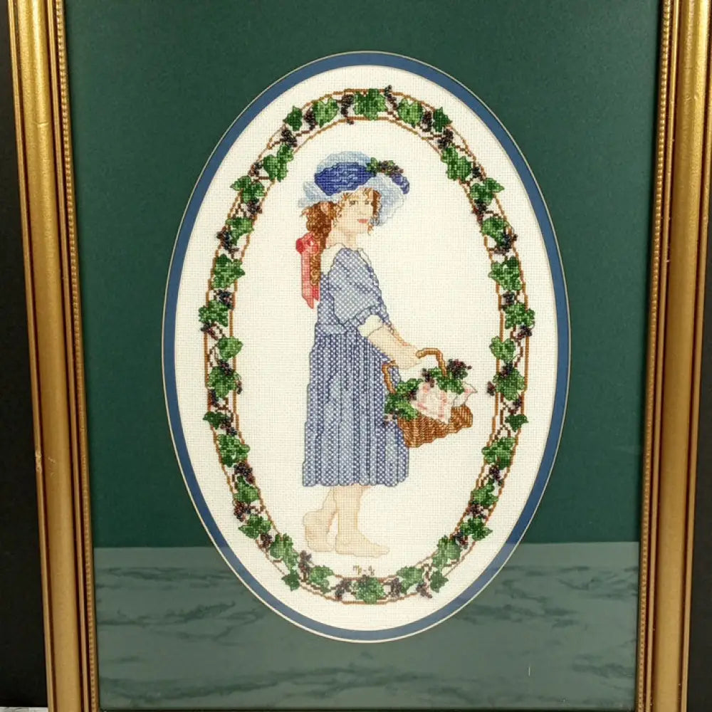 Needlepoint Bead Embellishment Handmade Framed Vintage Decor