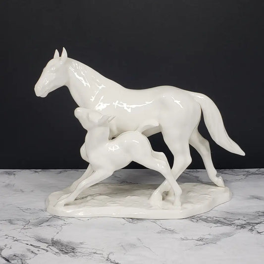 Noritake Mare Foal Figurine Bone China Porcelain Nippon Toki Kaisha Vintage Decor