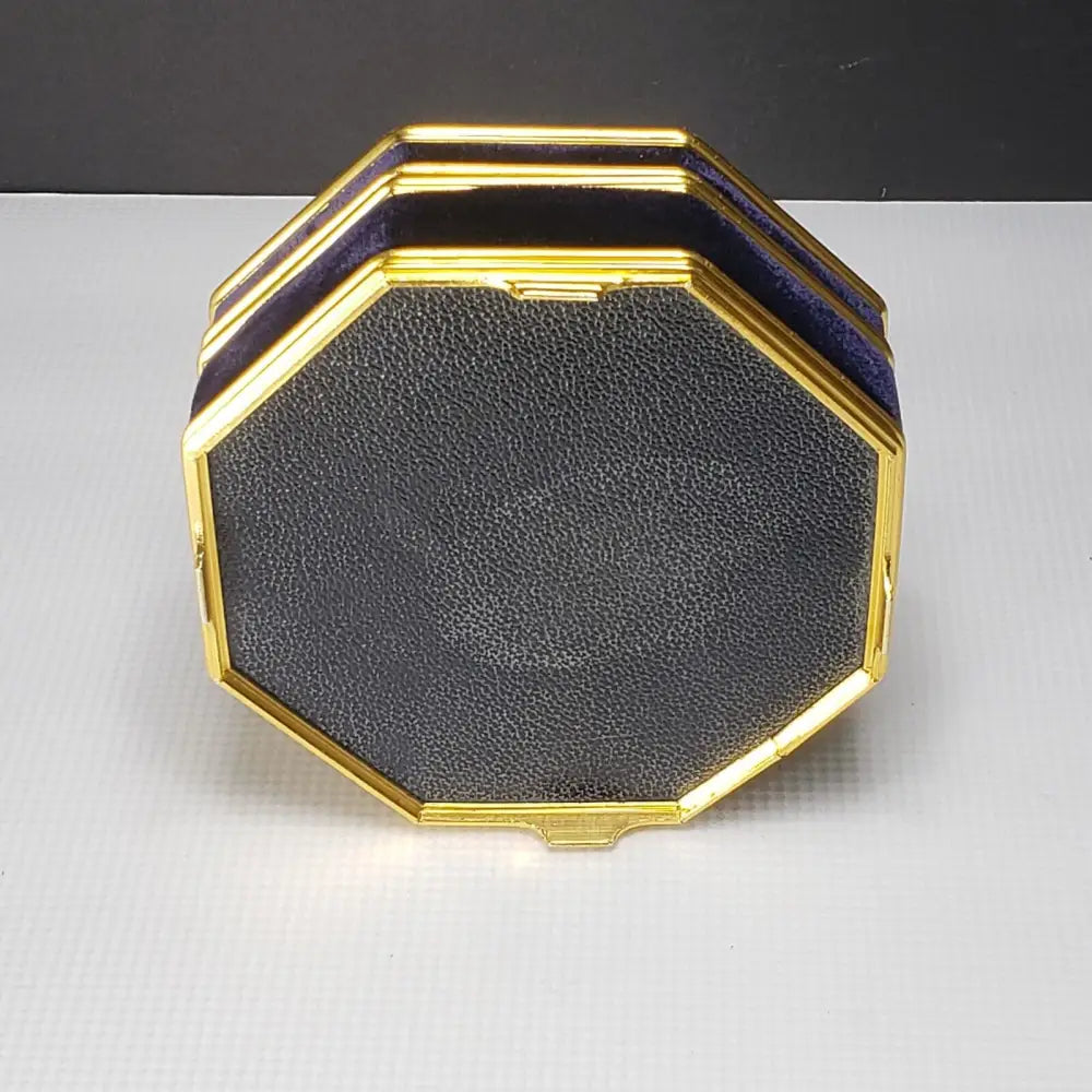 Octagon Jewelry Box Royal Blue Velvet & Brass (Vintage) Decor