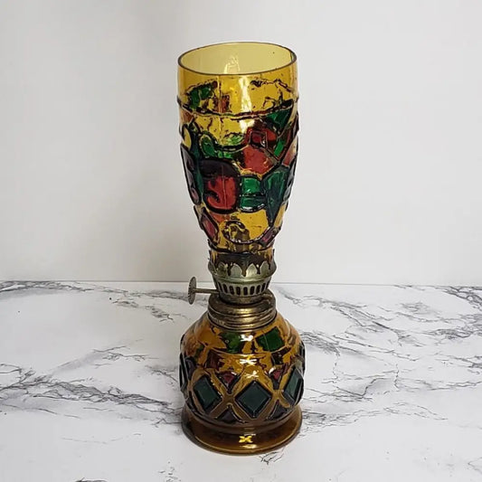 Oil Lamp Hong Kong Sailboat Faux Stained Glass - Decor