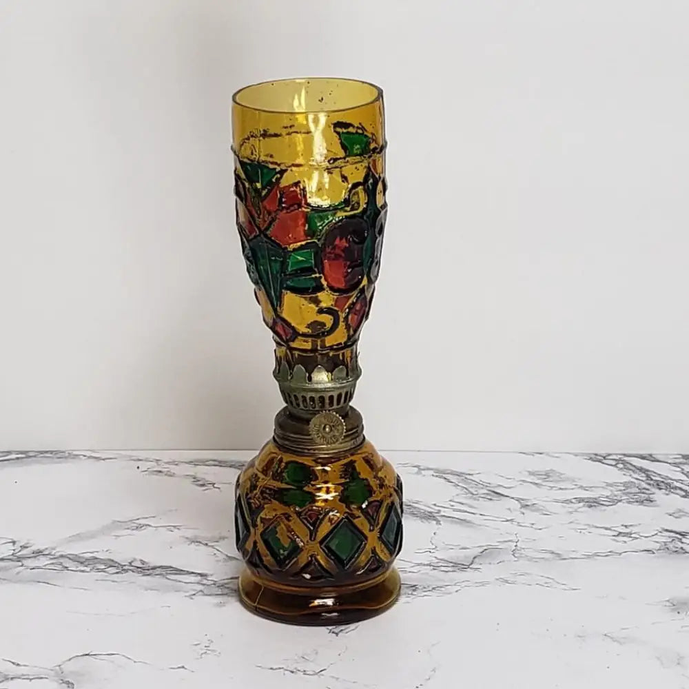 Oil Lamp Hong Kong Sailboat Faux Stained Glass - Decor