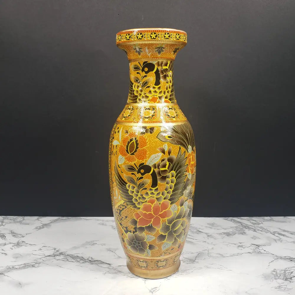 Oriental Porcelain Flower Vase Vintage Decor