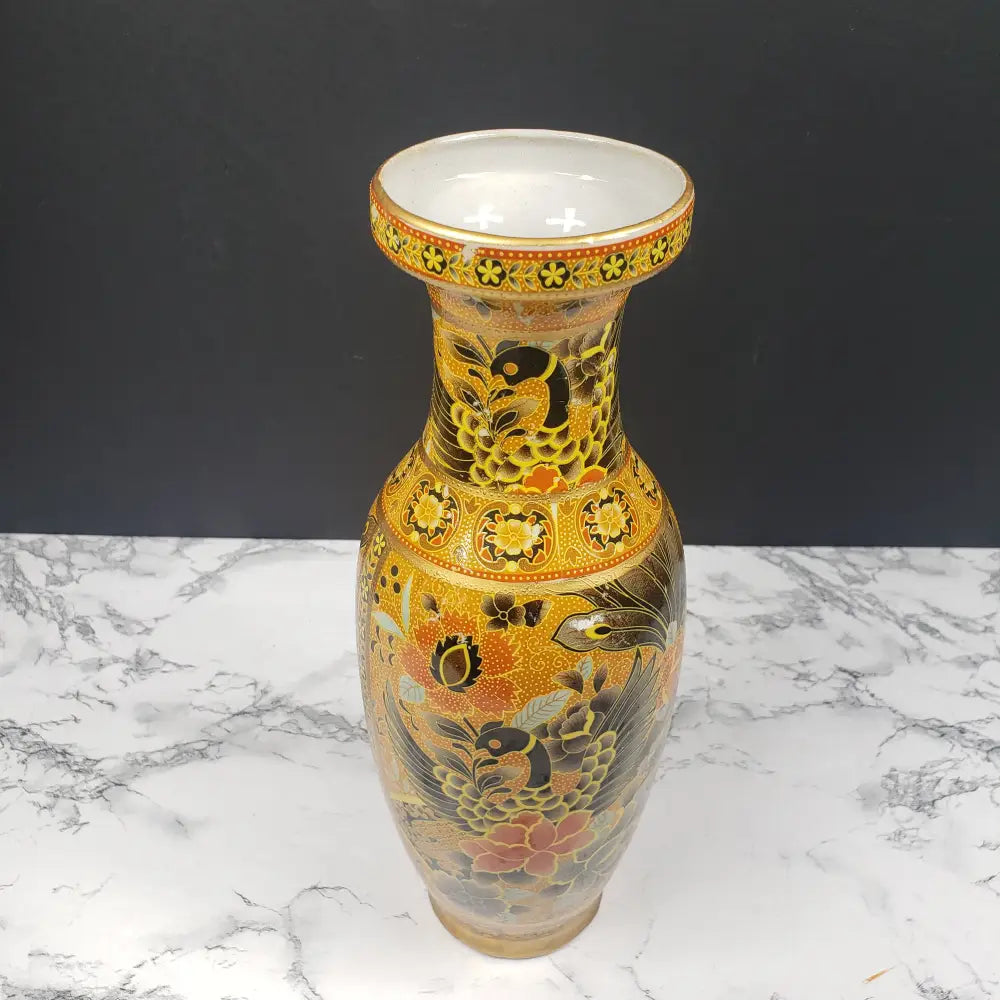Oriental Porcelain Flower Vase Vintage Decor