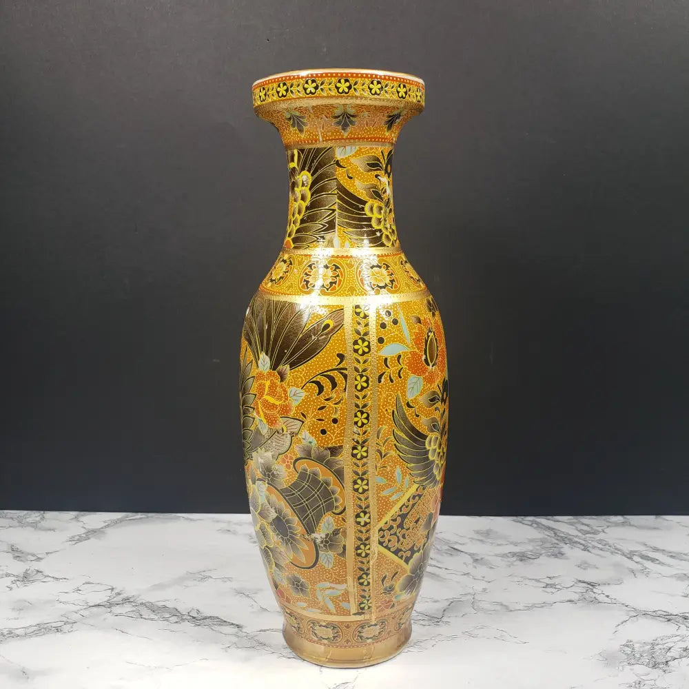 Oriental Porcelain Flower Vase Vintage Decor