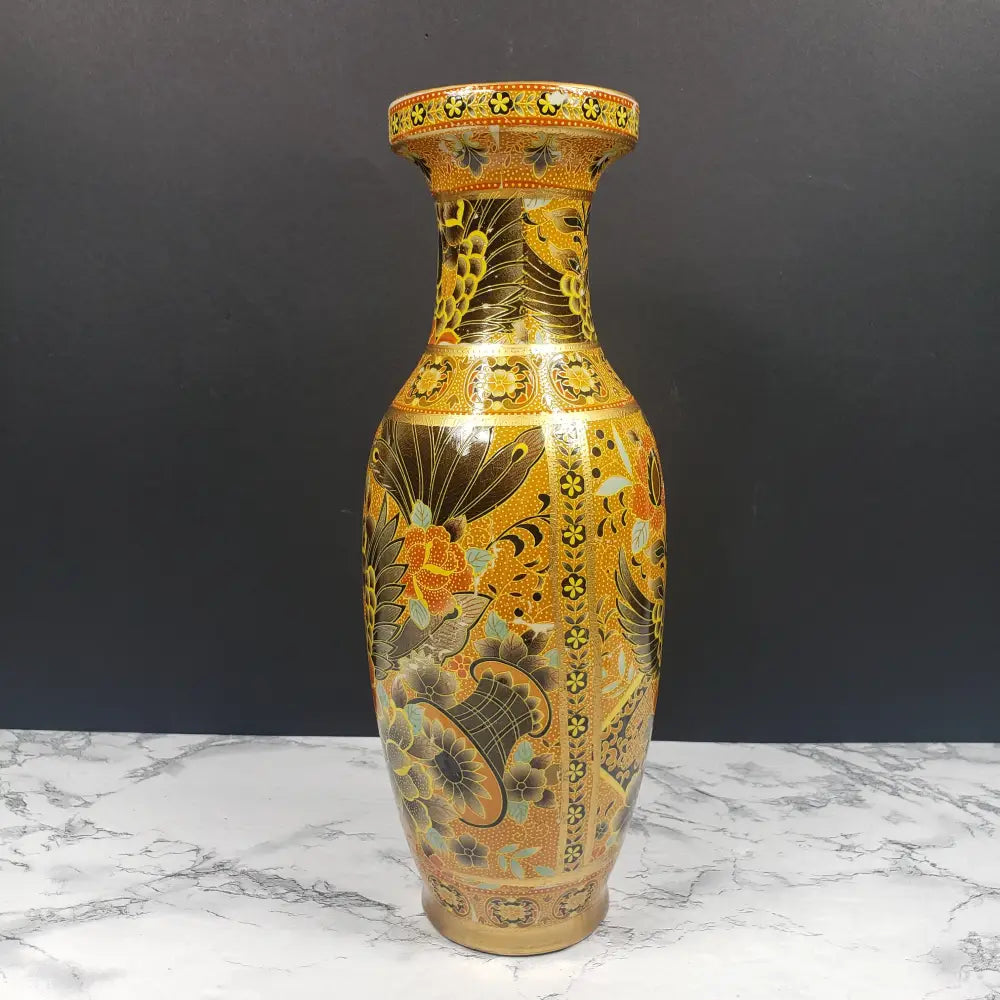Oriental Porcelain Flower Vase Vintage Decor