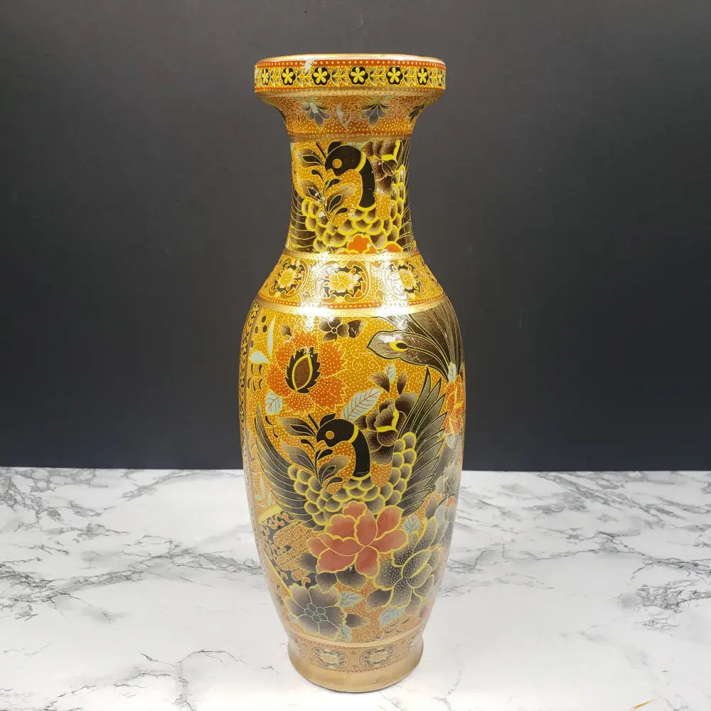 Oriental Porcelain Flower Vase Vintage Decor