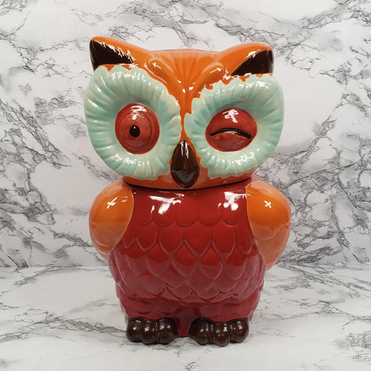 Owl Cookie Jar Retro Ceramic Decor