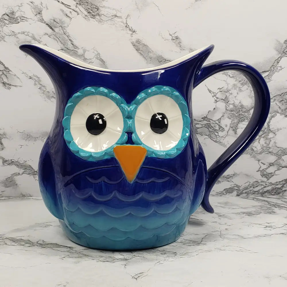 Owl Pitcher Grasslands Road Cobalt Blue Decor