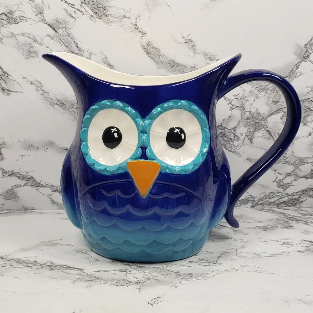Owl Pitcher Grasslands Road Cobalt Blue Decor